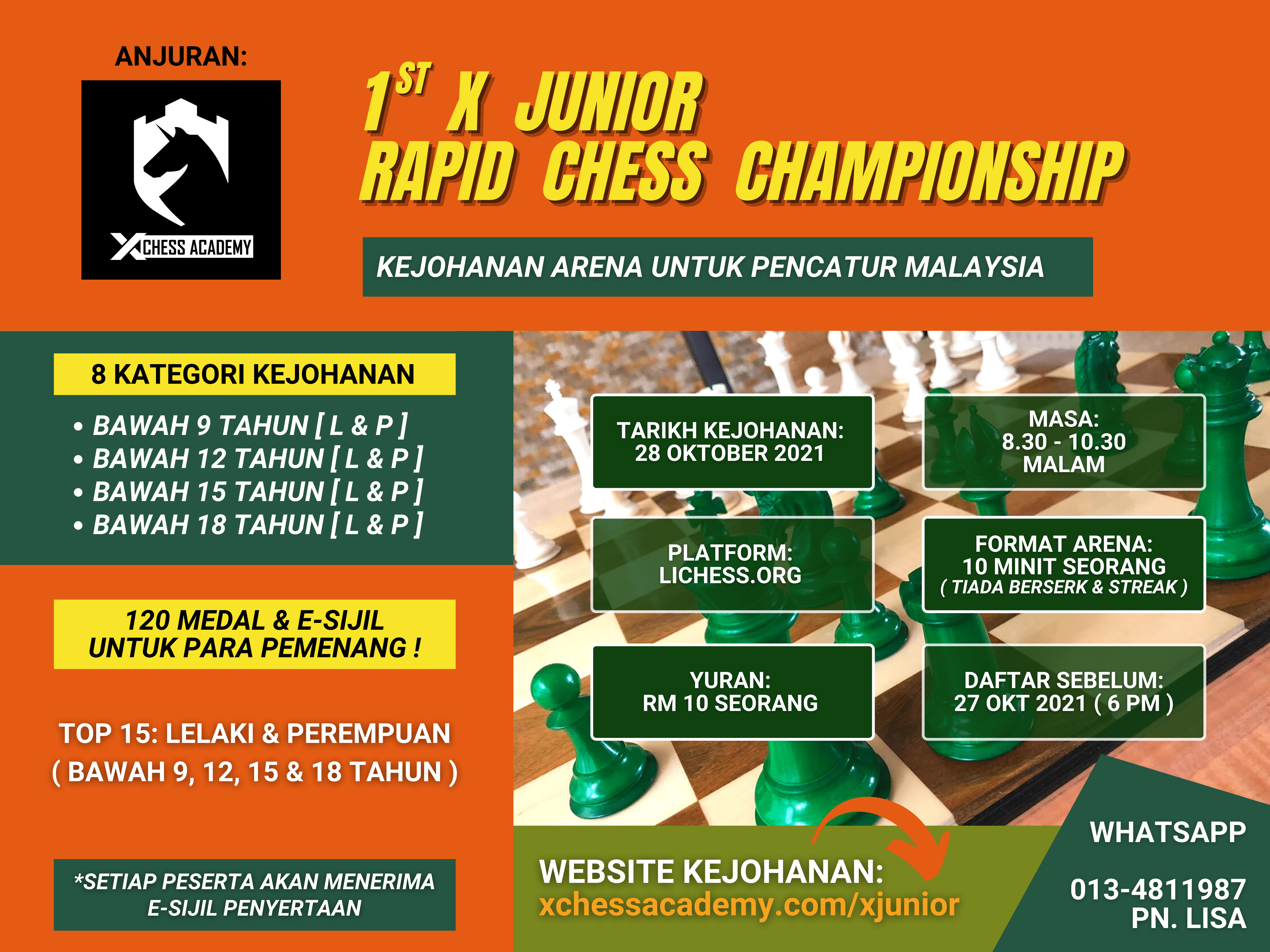 28 Okt 2021, 1st X Junior Rapid Chess Championship X Chess Academy