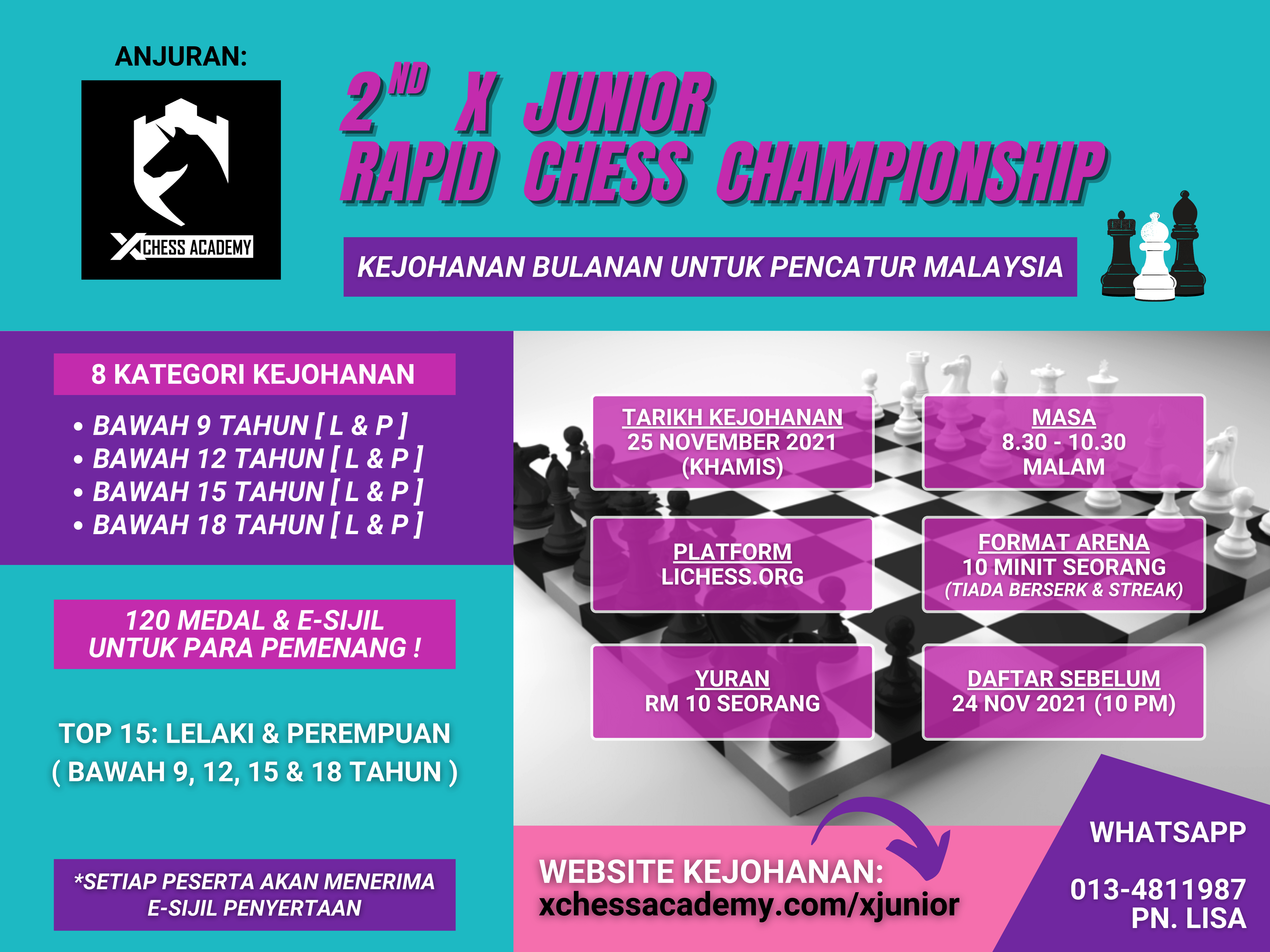 25 Nov 2021, 2nd X Junior Rapid Chess Championship X Chess Academy